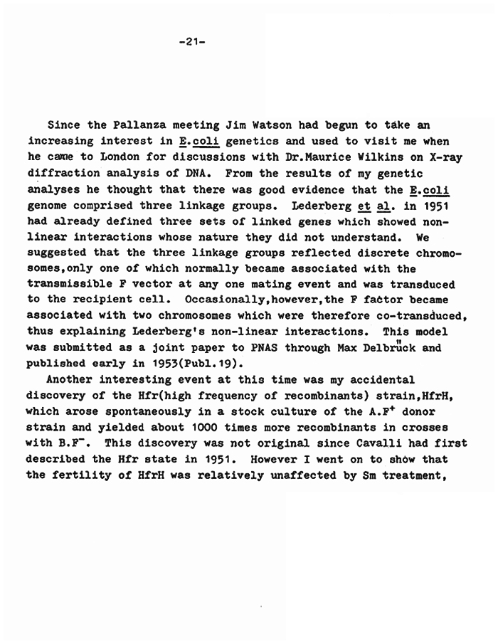 NLM pirated bbgbow A viewpoint of Aspects of a History of Genetics by William Hayes (pp 16-26, JL no longer researcher on p23) p21